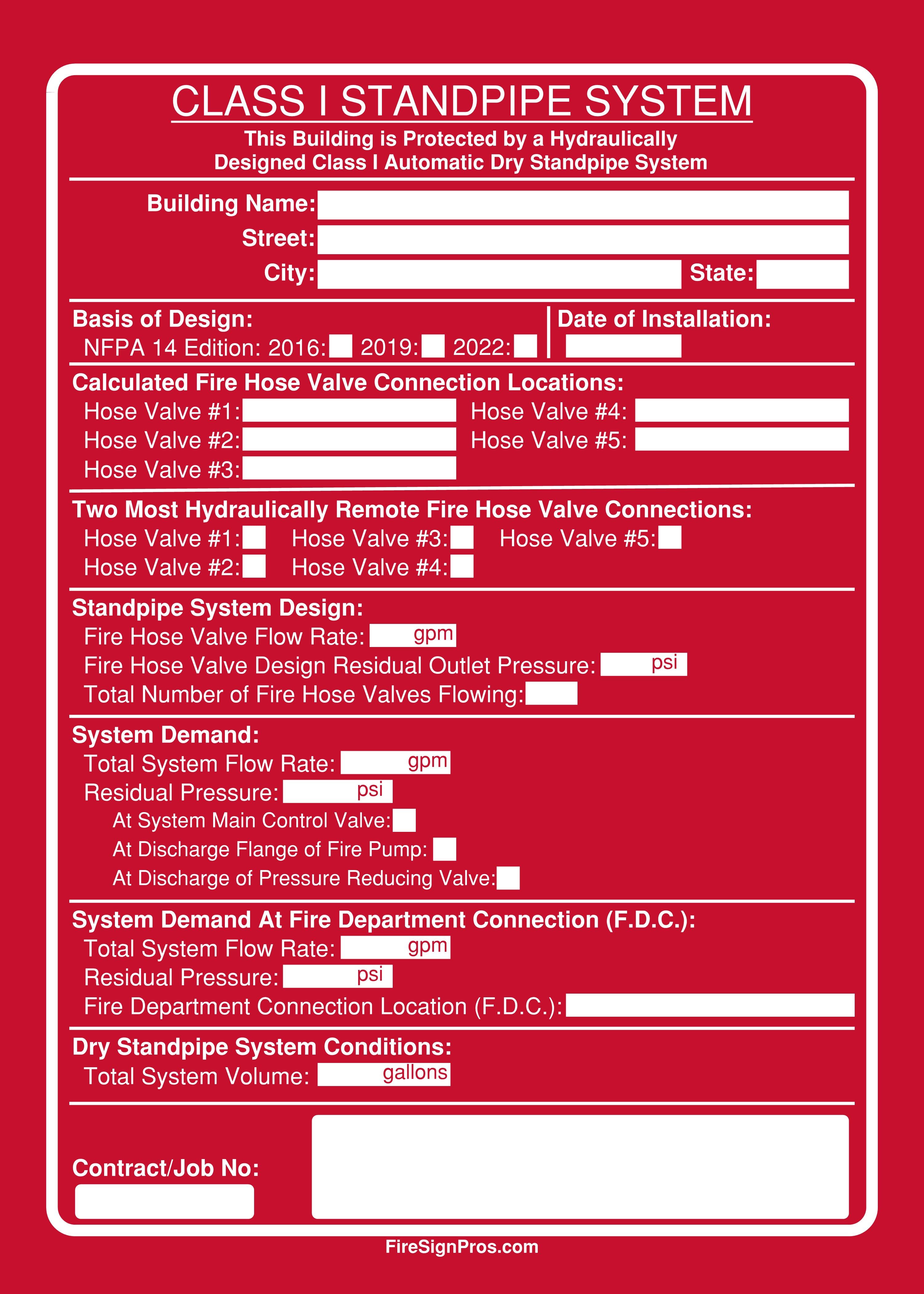 NFPA 14 Automatic Dry Standpipe Fire Sign Pros