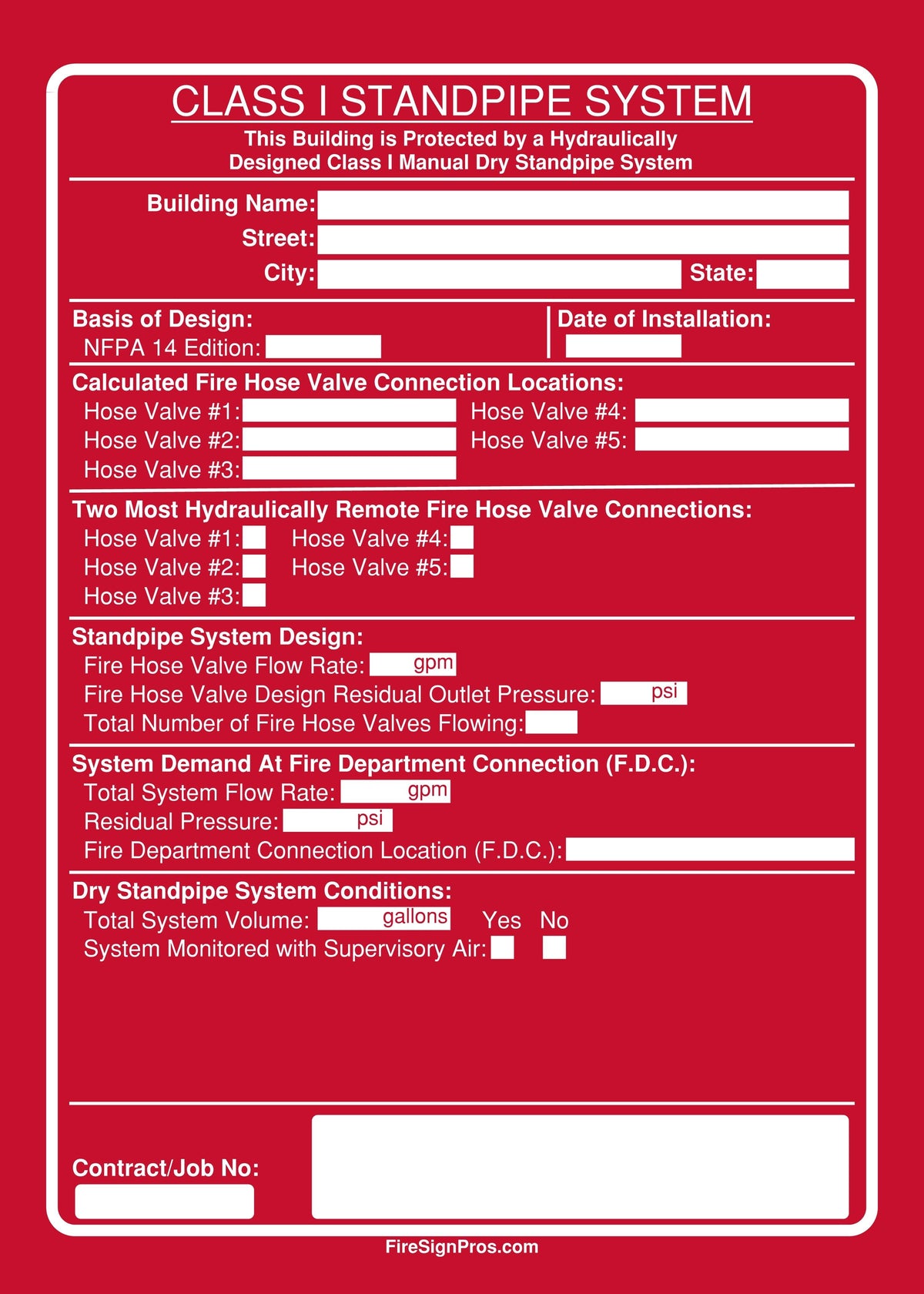 NFPA 14 Manual Dry Standpipe Sign Fire Sign Pros