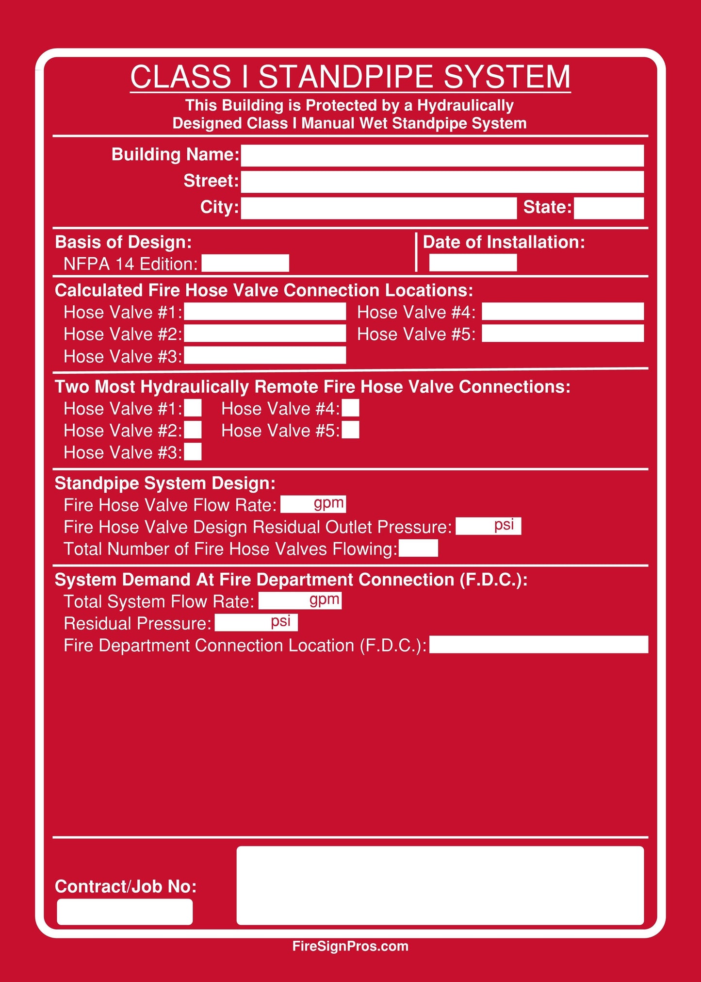 NFPA 14 Manual Wet Standpipe Sign Fire Sign Pros