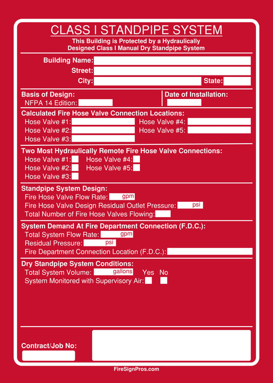 NFPA 14 Manual Dry Standpipe