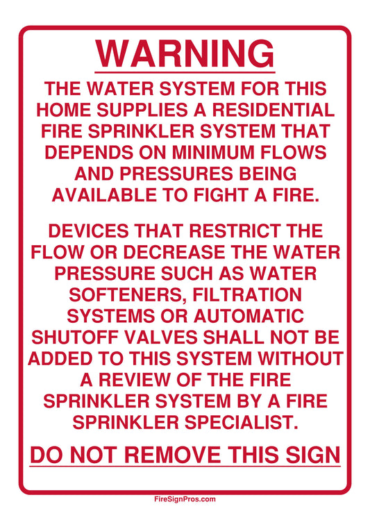 Residential System Warning Sign (White)